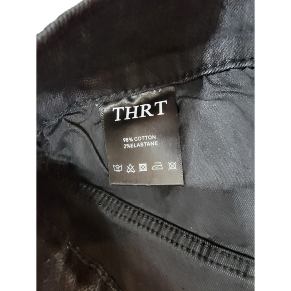 THRT Size 36 Black Distressed Jeans Graffiti Barbwire Spider Web Money Rope Belt - Picture 3 of 9